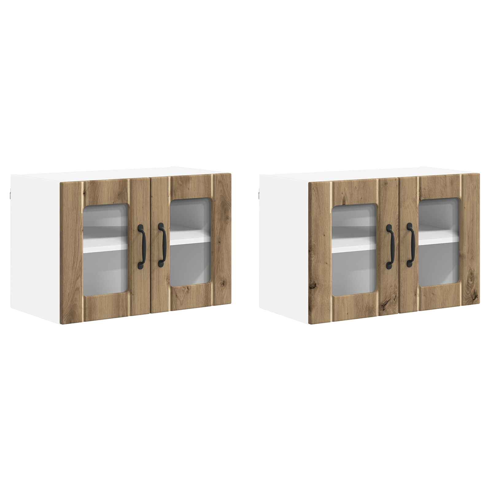 Nástěnná Skleněná Skříň Lucca 2 Pcs Dub Artisan