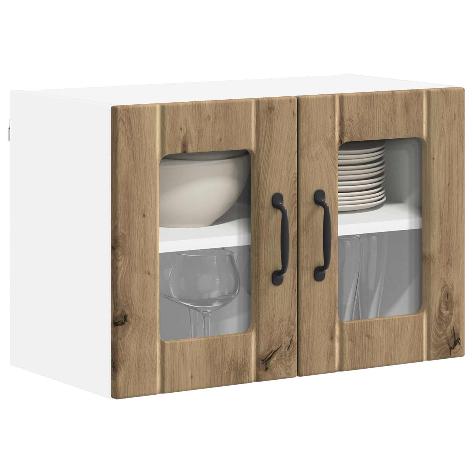 Nástěnná Skleněná Skříň Lucca 2 Pcs Dub Artisan