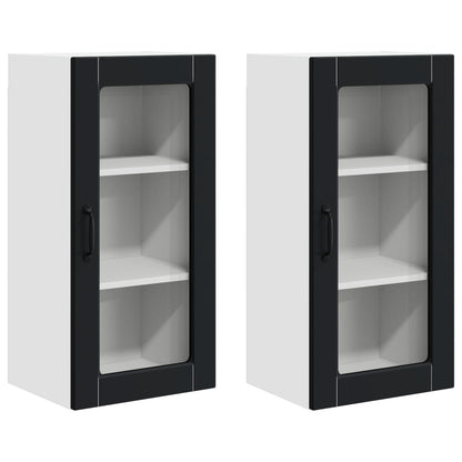 Nástěnná Skleněná Skříň Lucca 2 Pcs Černá 40 X 31 X 80 Cm