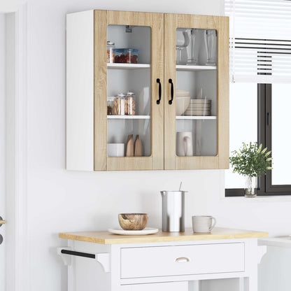 Nástěnná Skleněná Skříň Lucca 2 Pcs Dub Sonoma 40 X 31 X 80 Cm