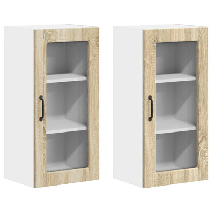 Nástěnná Skleněná Skříň Lucca 2 Pcs Dub Sonoma 40 X 31 X 80 Cm