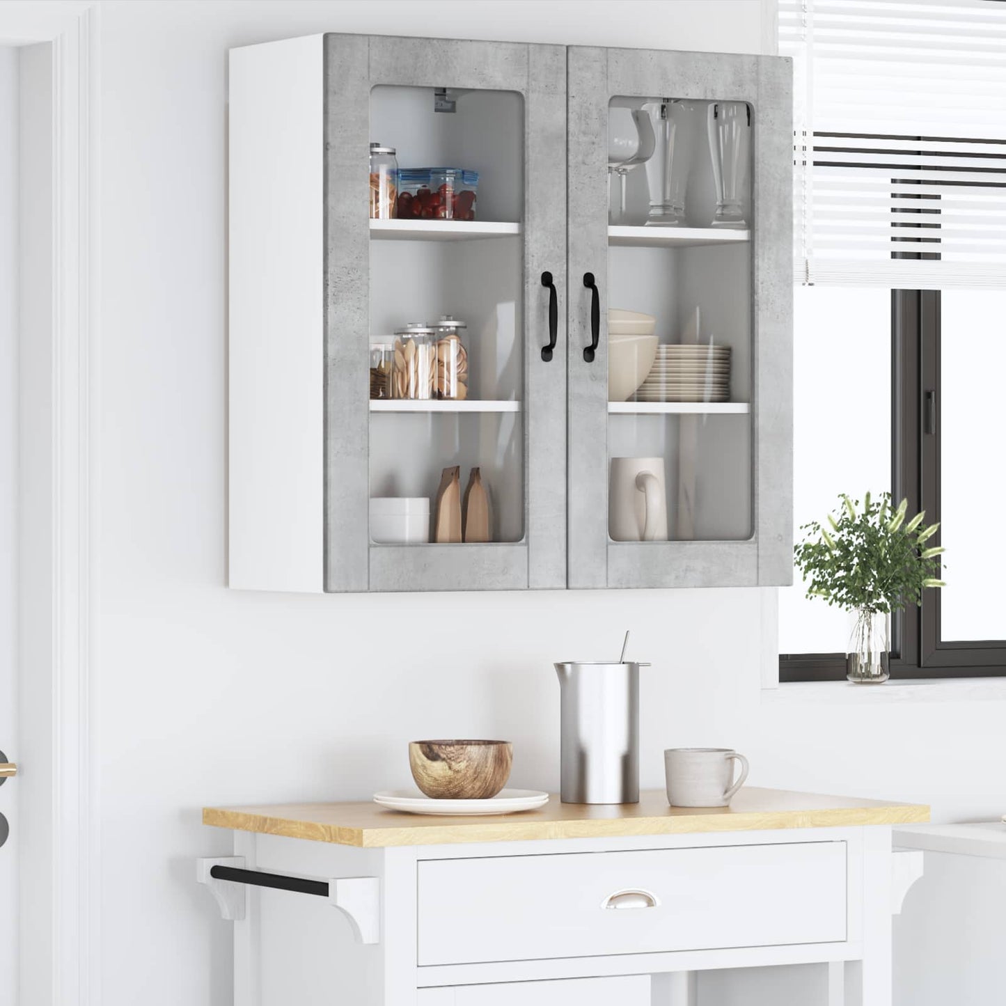 Nástěnná Skleněná Skříň Lucca 2 Pcs Betonově Šedá