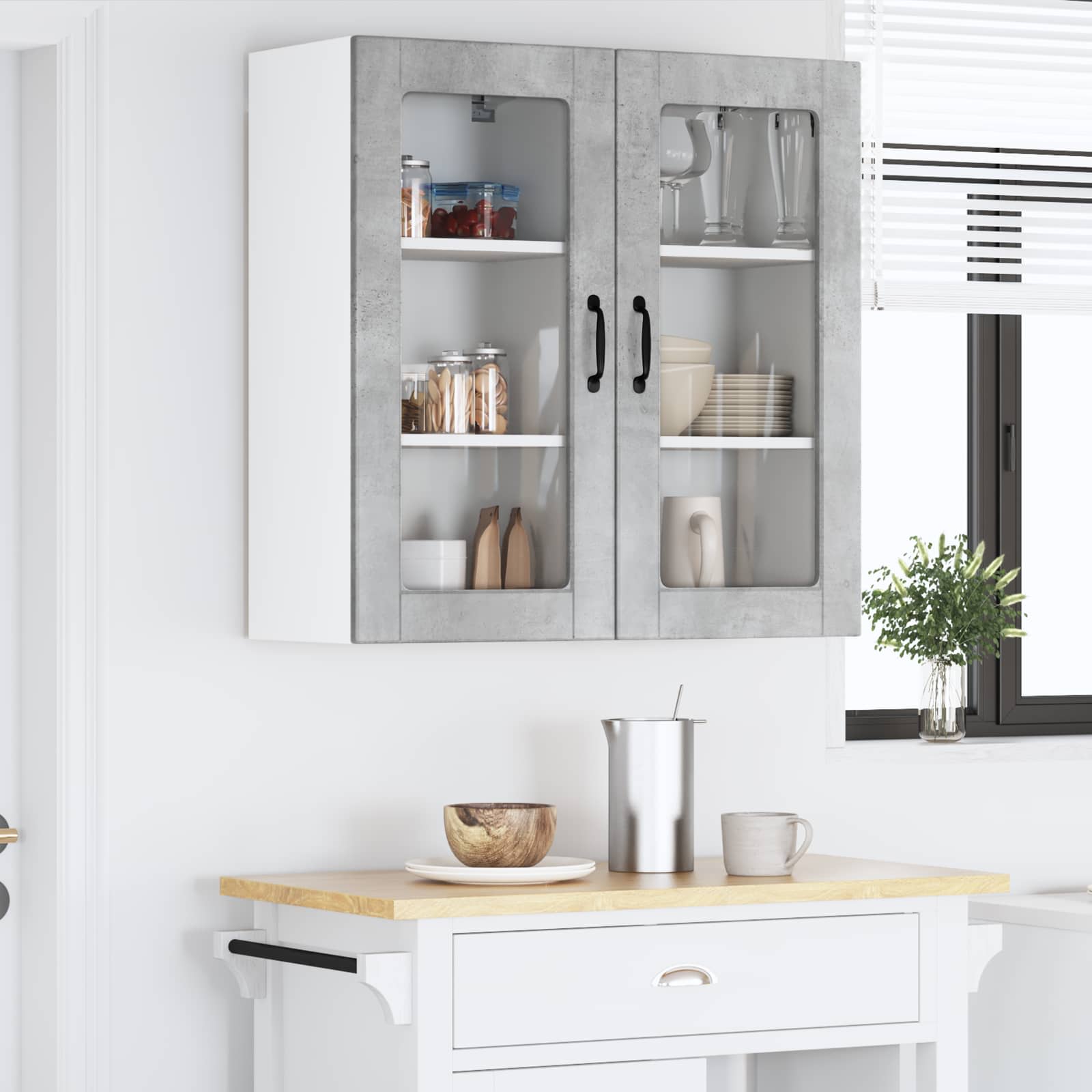 Nástěnná Skleněná Skříň Lucca 2 Pcs Betonově Šedá