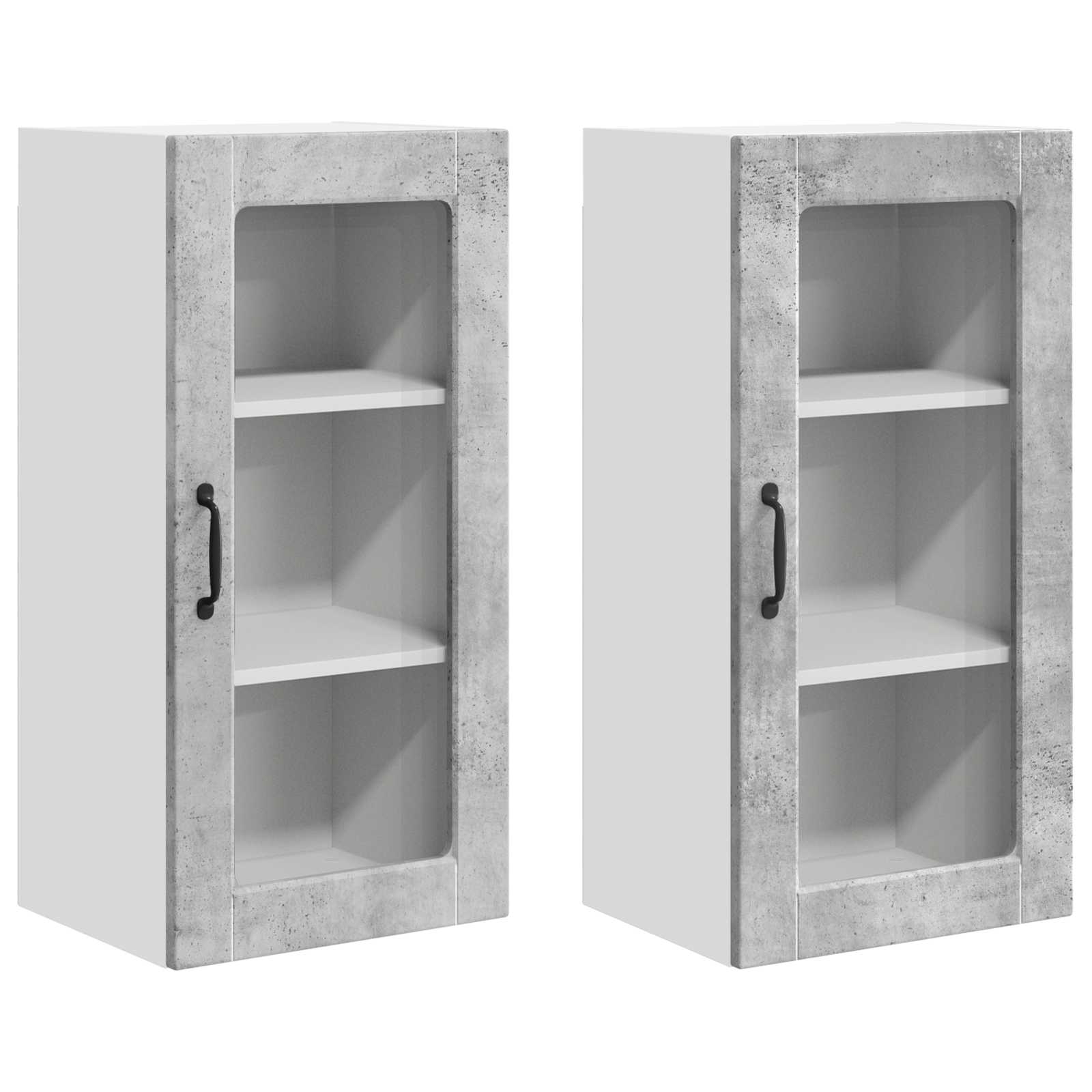 Nástěnná Skleněná Skříň Lucca 2 Pcs Betonově Šedá