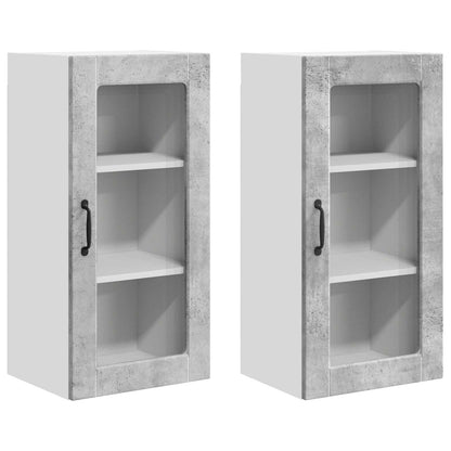 Nástěnná Skleněná Skříň Lucca 2 Pcs Betonově Šedá