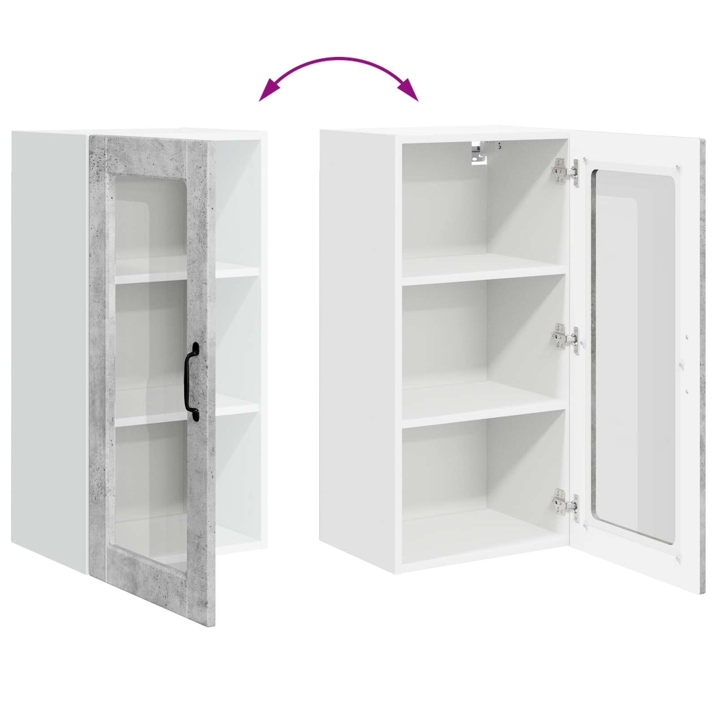 Nástěnná Skleněná Skříň Lucca 2 Pcs Betonově Šedá