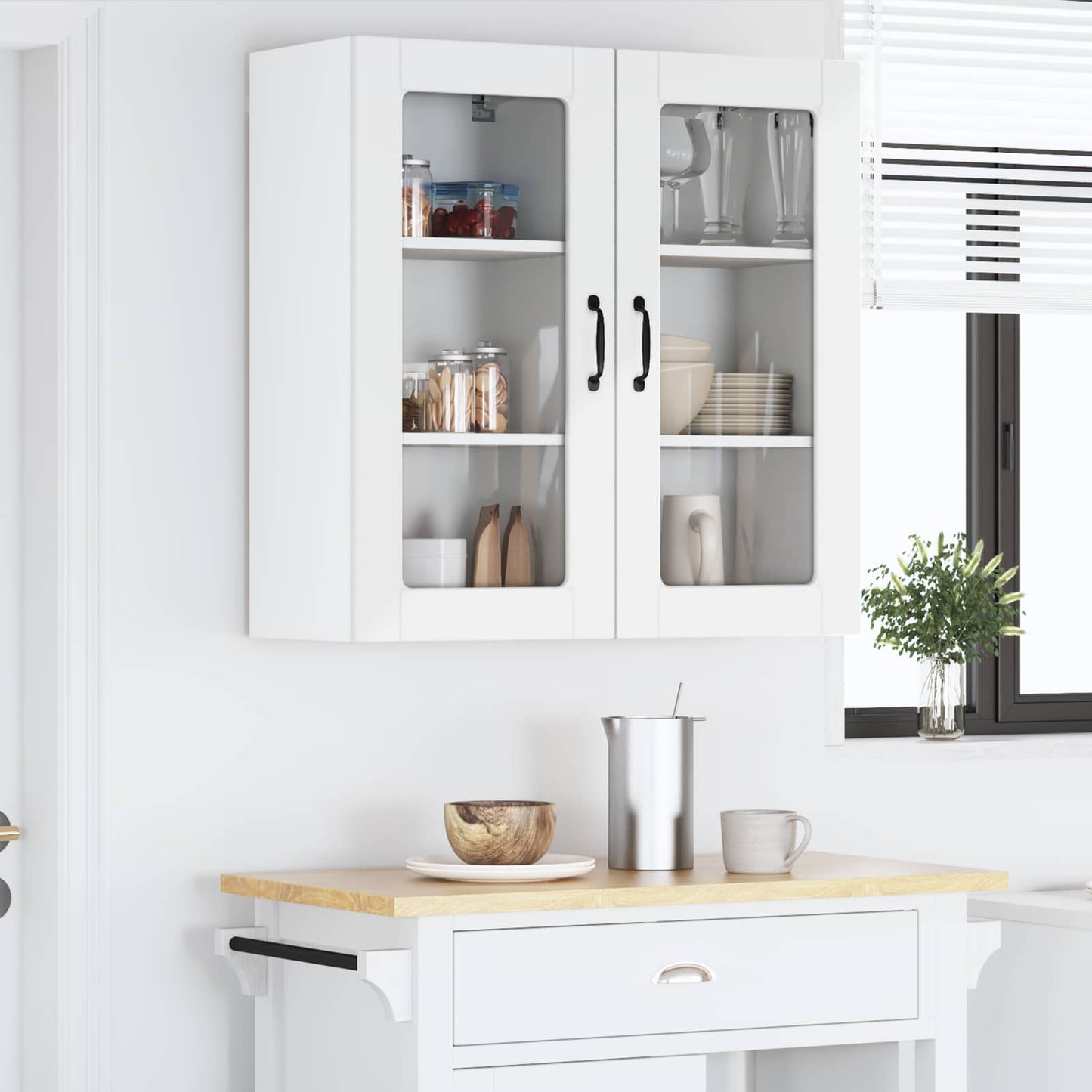 Nástěnná Skleněná Skříň Lucca 2 Pcs Bílá S Vysokým Leskem