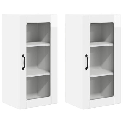 Nástěnná Skleněná Skříň Lucca 2 Pcs Bílá S Vysokým Leskem