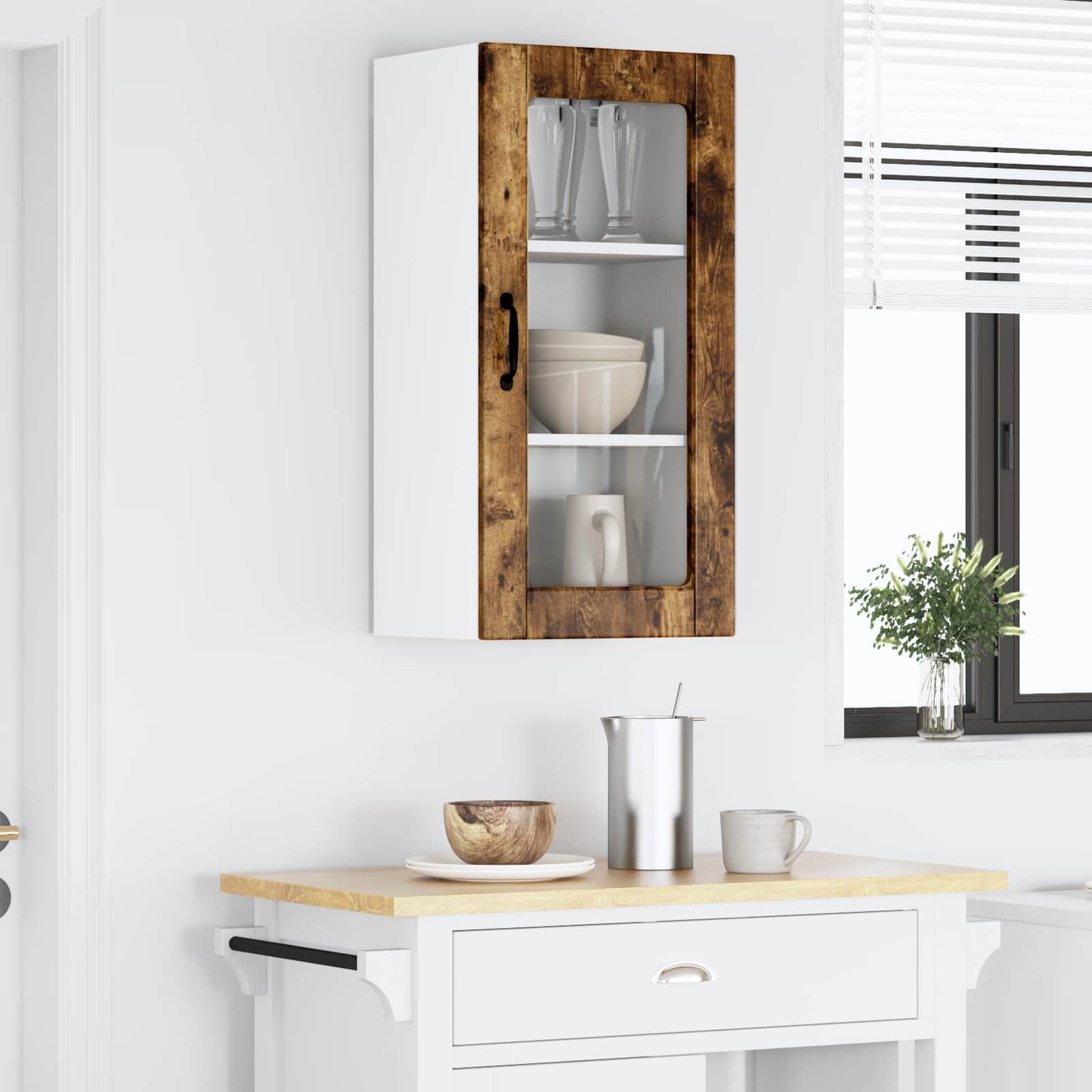 Nástěnná Skleněná Skříň Lucca 2 Pcs Kouřový Dub 40 X 31 X 80 Cm