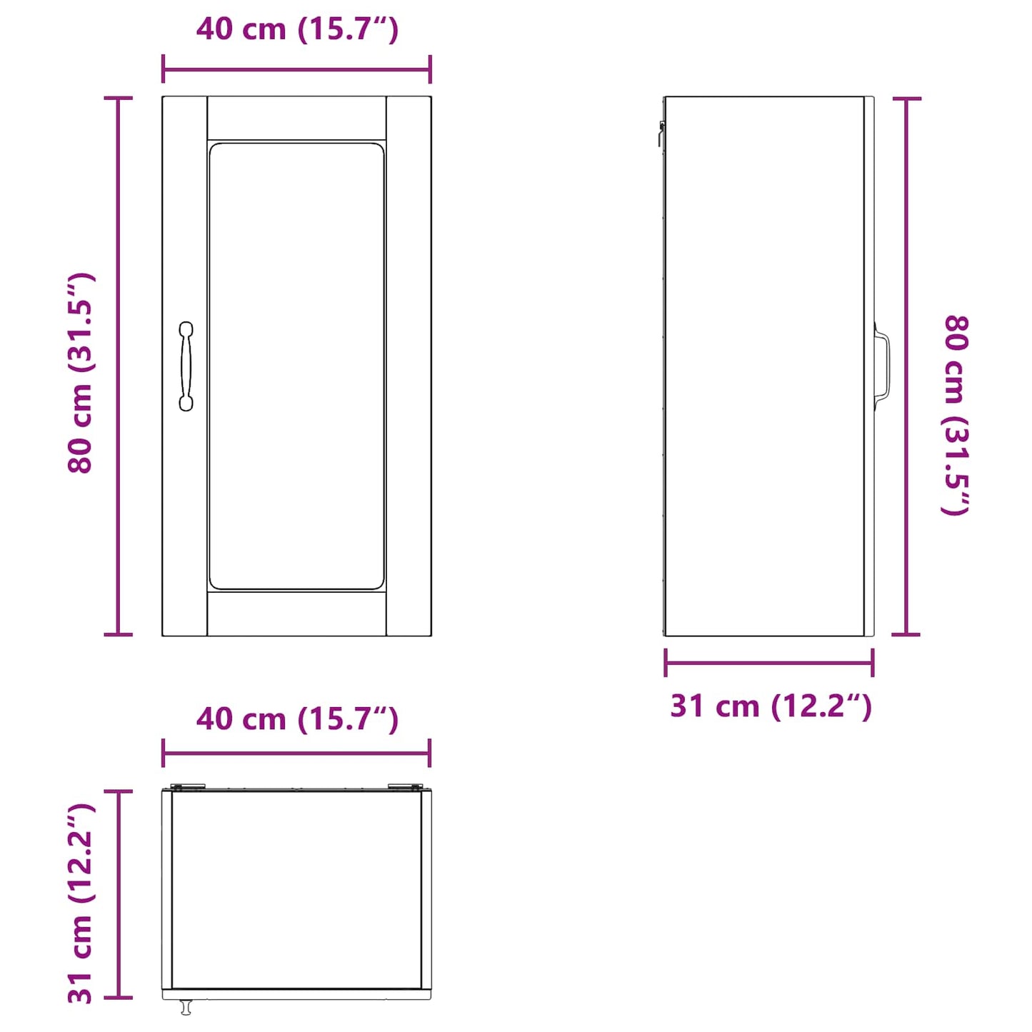 Nástěnná Skleněná Skříň Lucca 2 Pcs Kouřový Dub 40 X 31 X 80 Cm