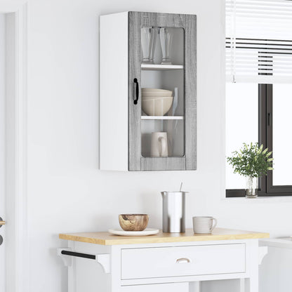 Nástěnná Skleněná Skříň Lucca 2 Pcs Šedá Sonoma 40 X 31 X 80 Cm