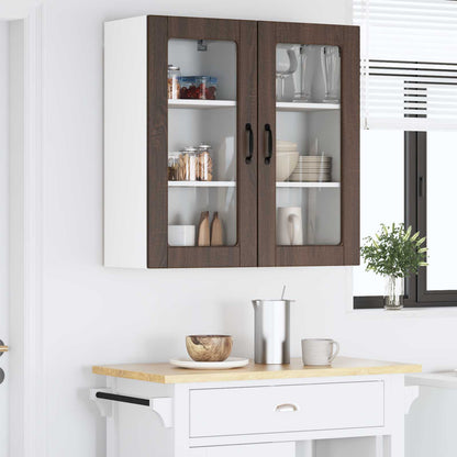 Nástěnná Skleněná Skříň Lucca 2 Pcs Hnědý Dub 40 X 31 X 80 Cm