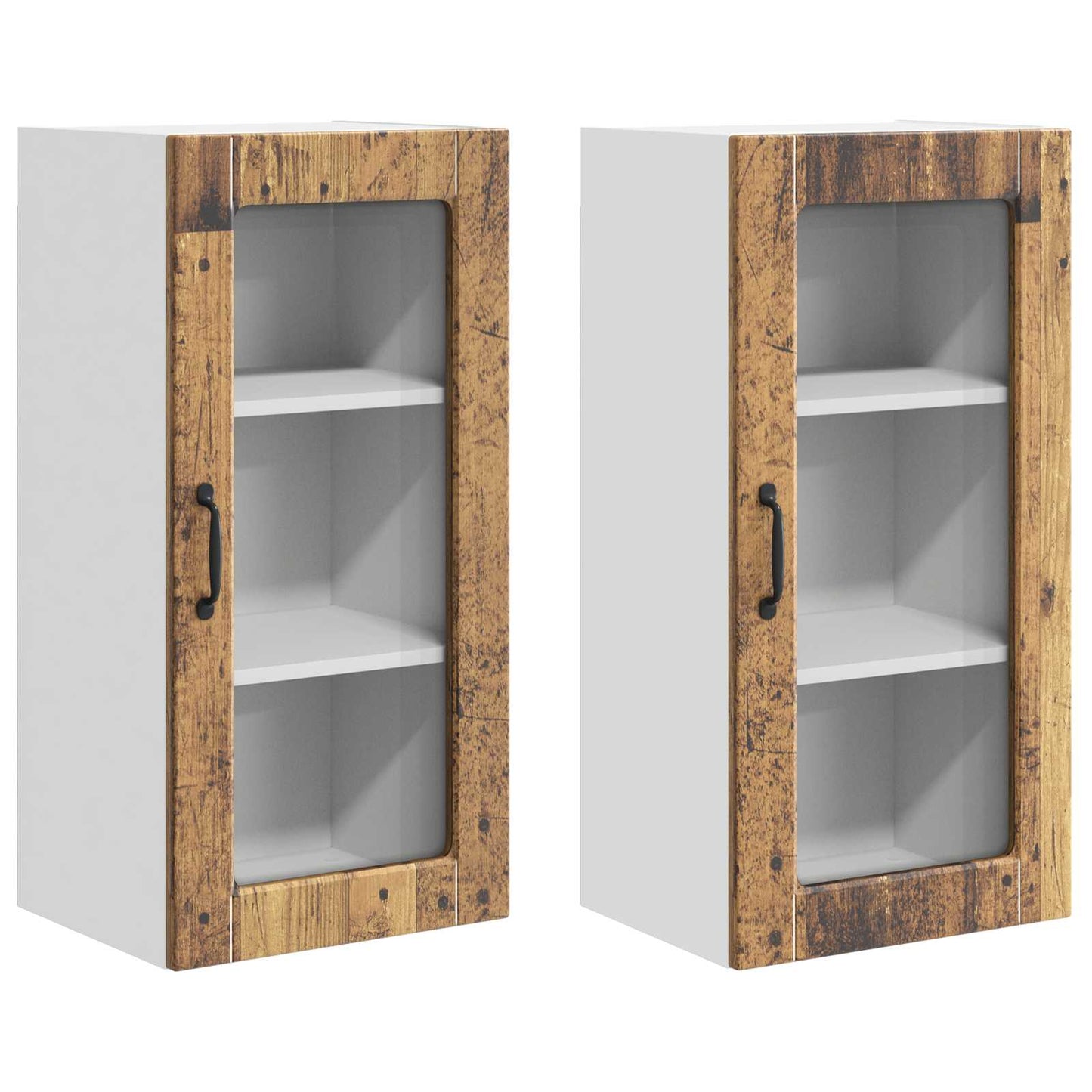 Nástěnná Skleněná Skříň Lucca 2 Pcs Staré Dřevo 40 X 31 X 80 Cm