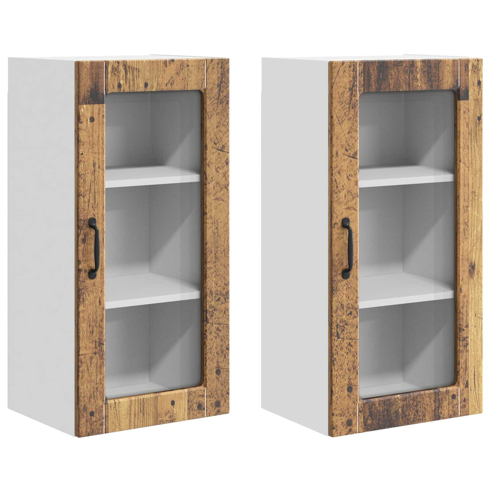 Nástěnná Skleněná Skříň Lucca 2 Pcs Staré Dřevo 40 X 31 X 80 Cm