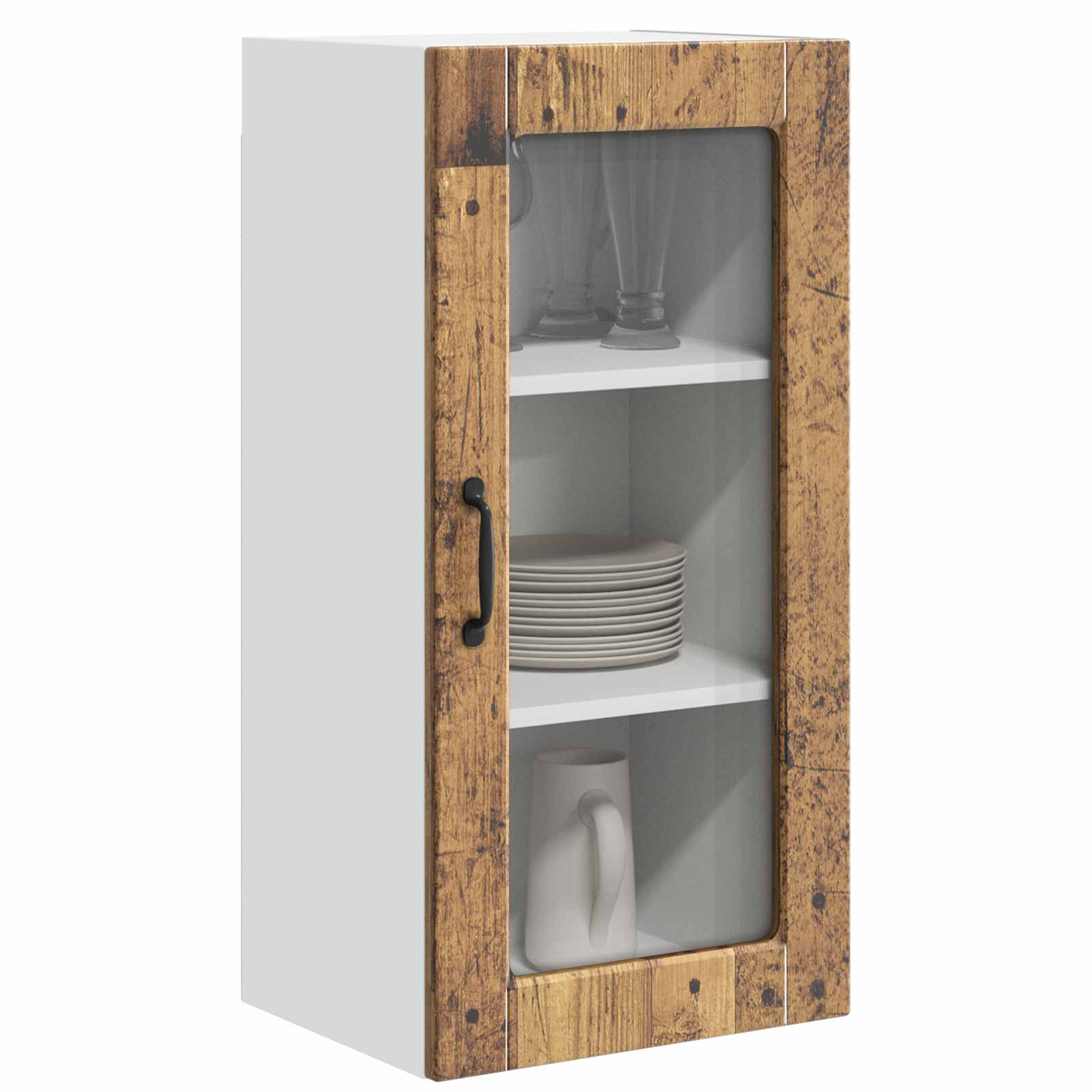Nástěnná Skleněná Skříň Lucca 2 Pcs Staré Dřevo 40 X 31 X 80 Cm