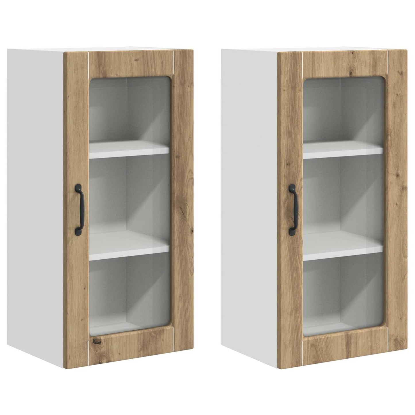 Nástěnná Skleněná Skříň Lucca 2 Pcs Dub Artisan