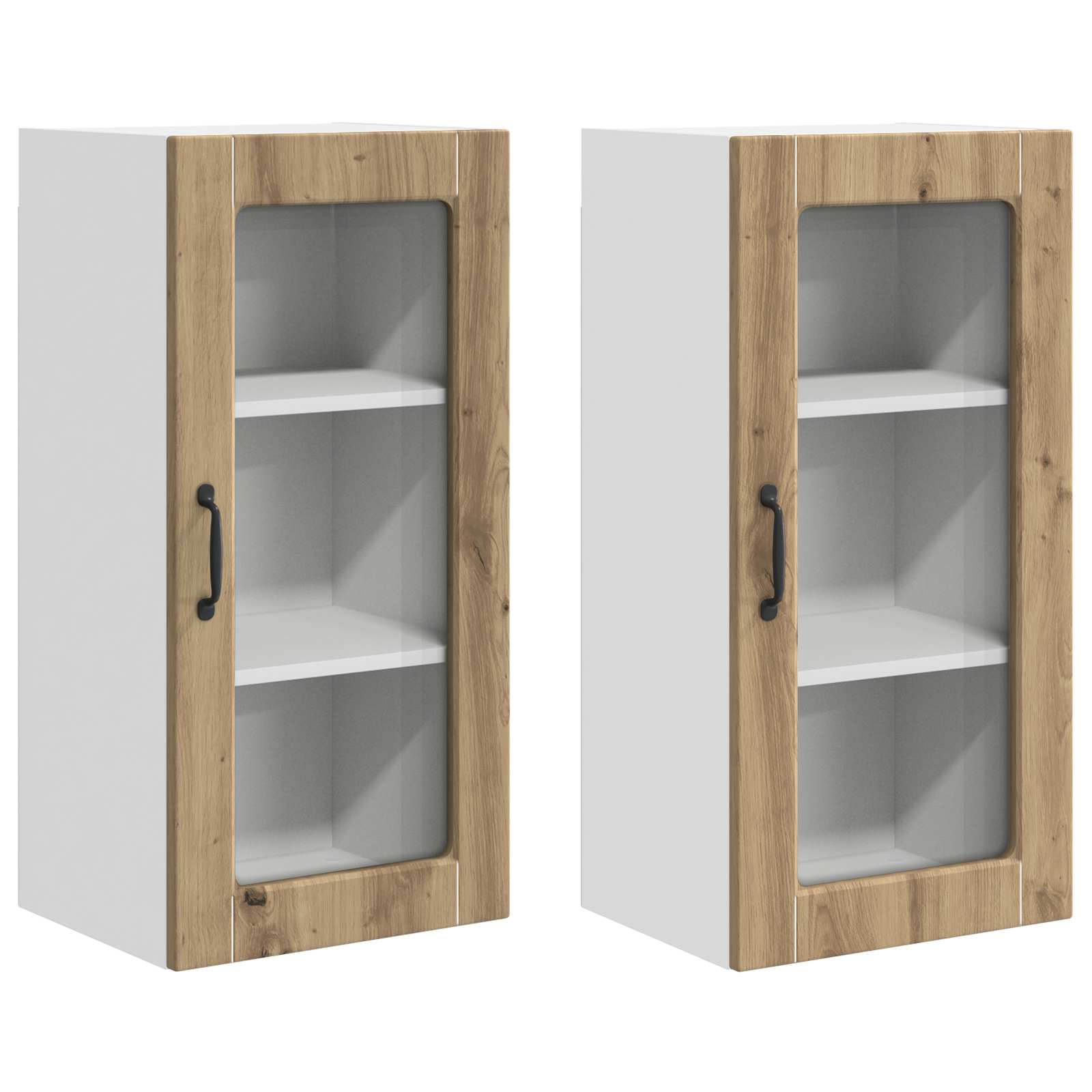 Nástěnná Skleněná Skříň Lucca 2 Pcs Dub Artisan