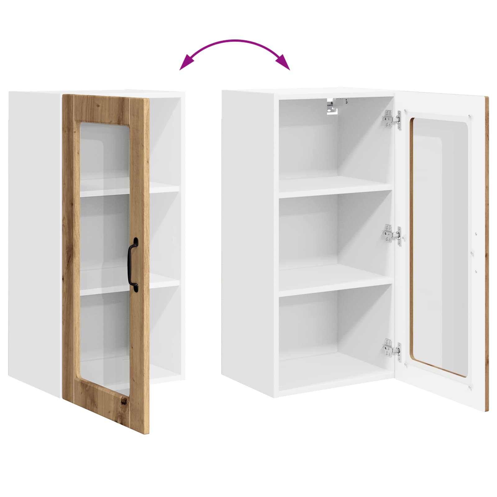 Nástěnná Skleněná Skříň Lucca 2 Pcs Dub Artisan