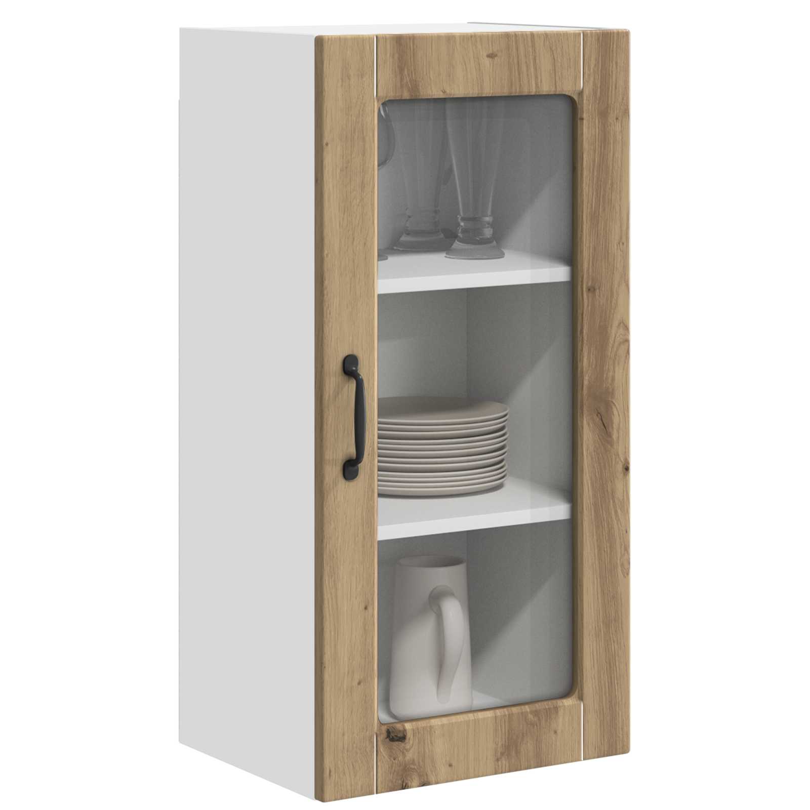 Nástěnná Skleněná Skříň Lucca 2 Pcs Dub Artisan