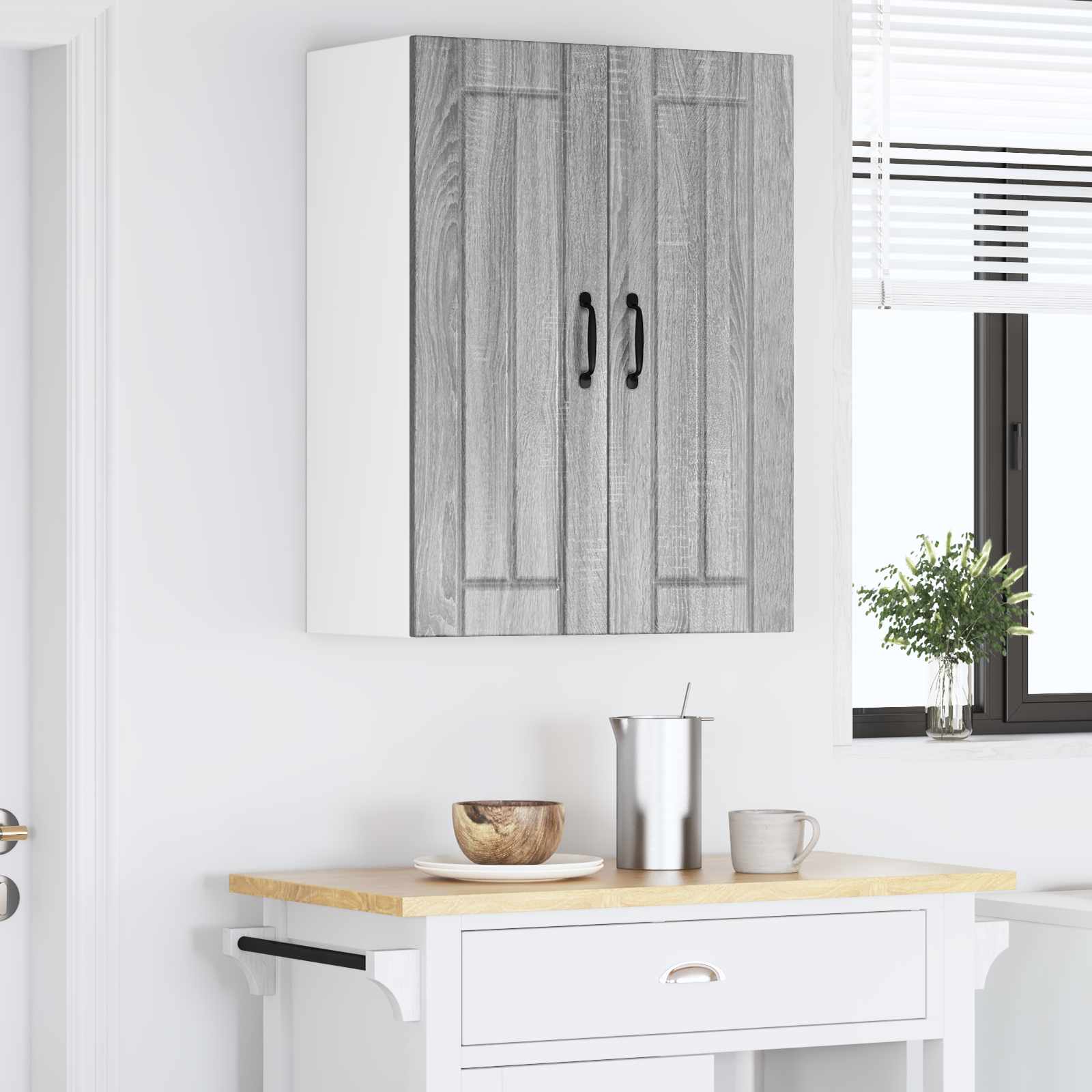 Nástěnná Skříňka Lucca 2 Pcs Šedá Sonoma 30 X 31 X 80 Cm
