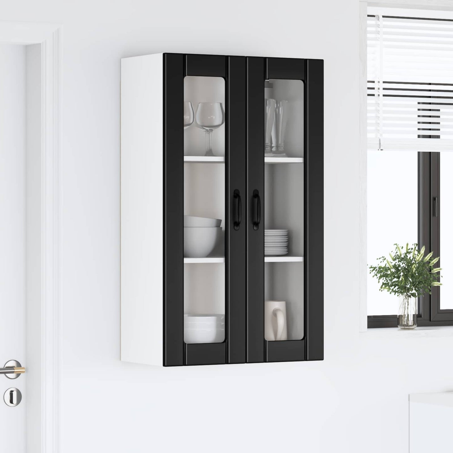 Nástěnná Skleněná Skříň Lucca Černá 60 X 31 X 100 Cm