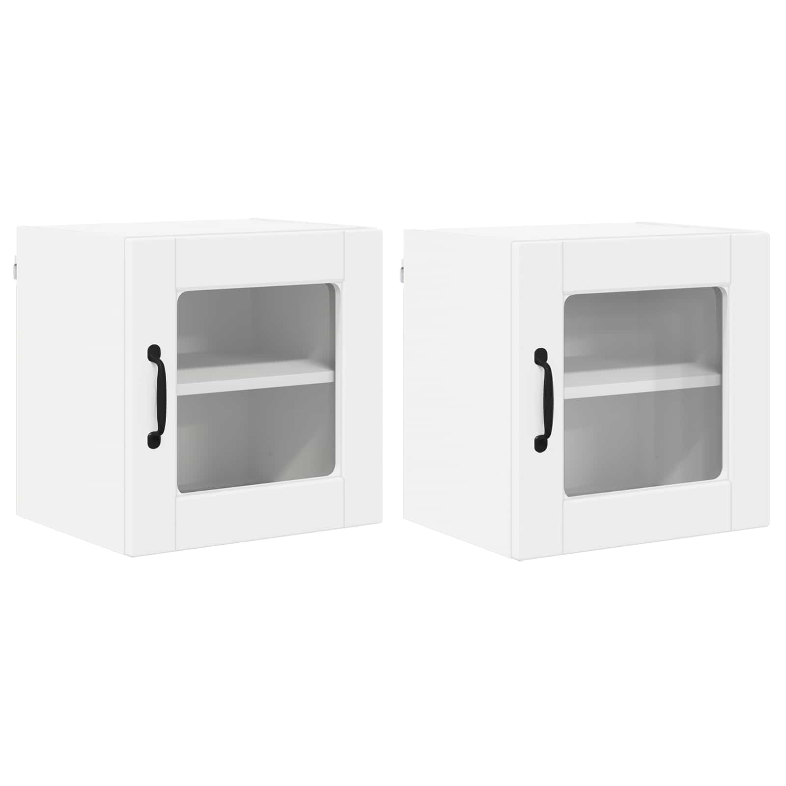 Nástěnná Skleněná Skříň Porto 2 Pcs Bílá Kompozitní Dřevo
