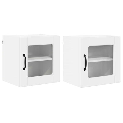 Nástěnná Skleněná Skříň Porto 2 Pcs Bílá Kompozitní Dřevo