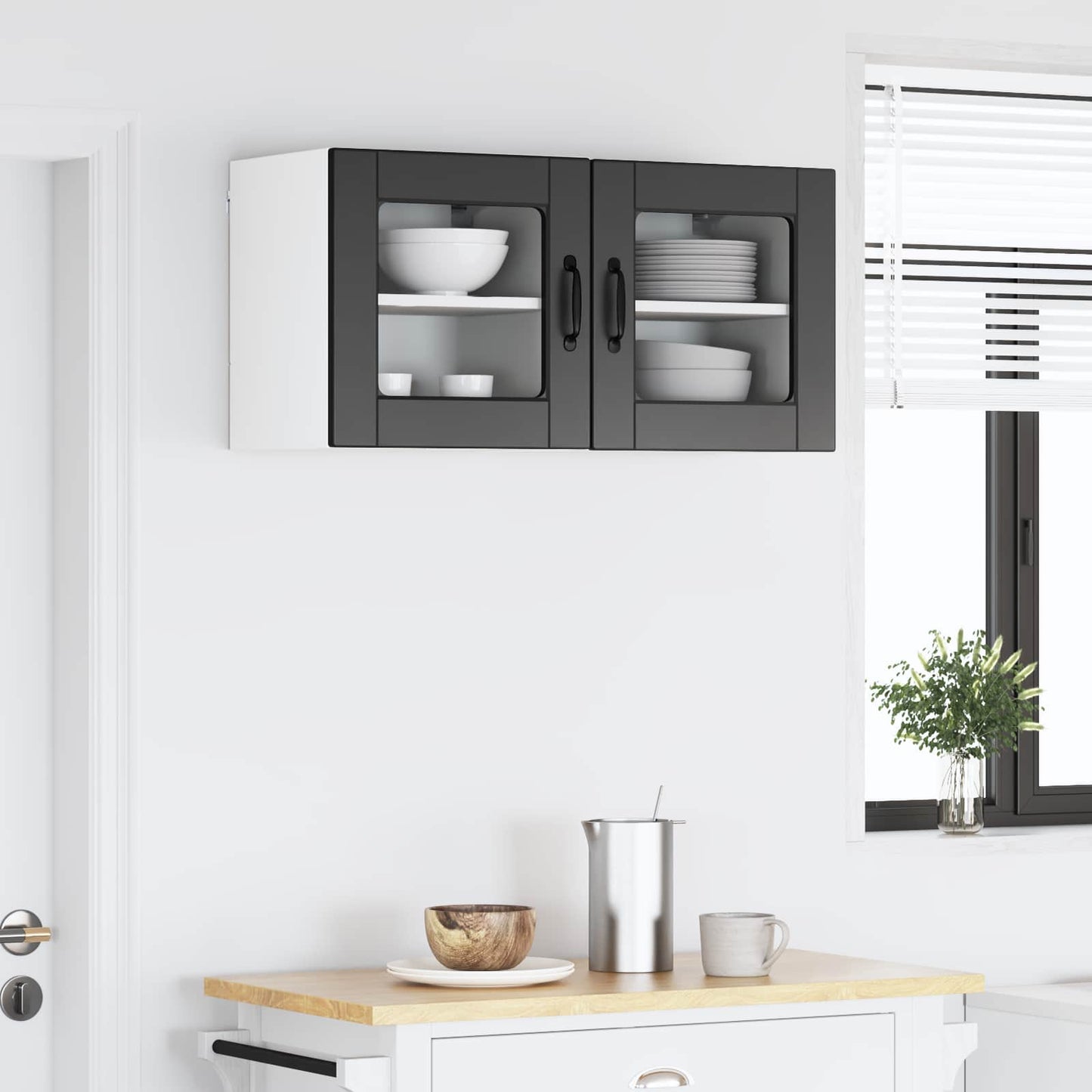 Nástěnná Skleněná Skříň Porto 2 Pcs Černá Kompozitní Dřevo