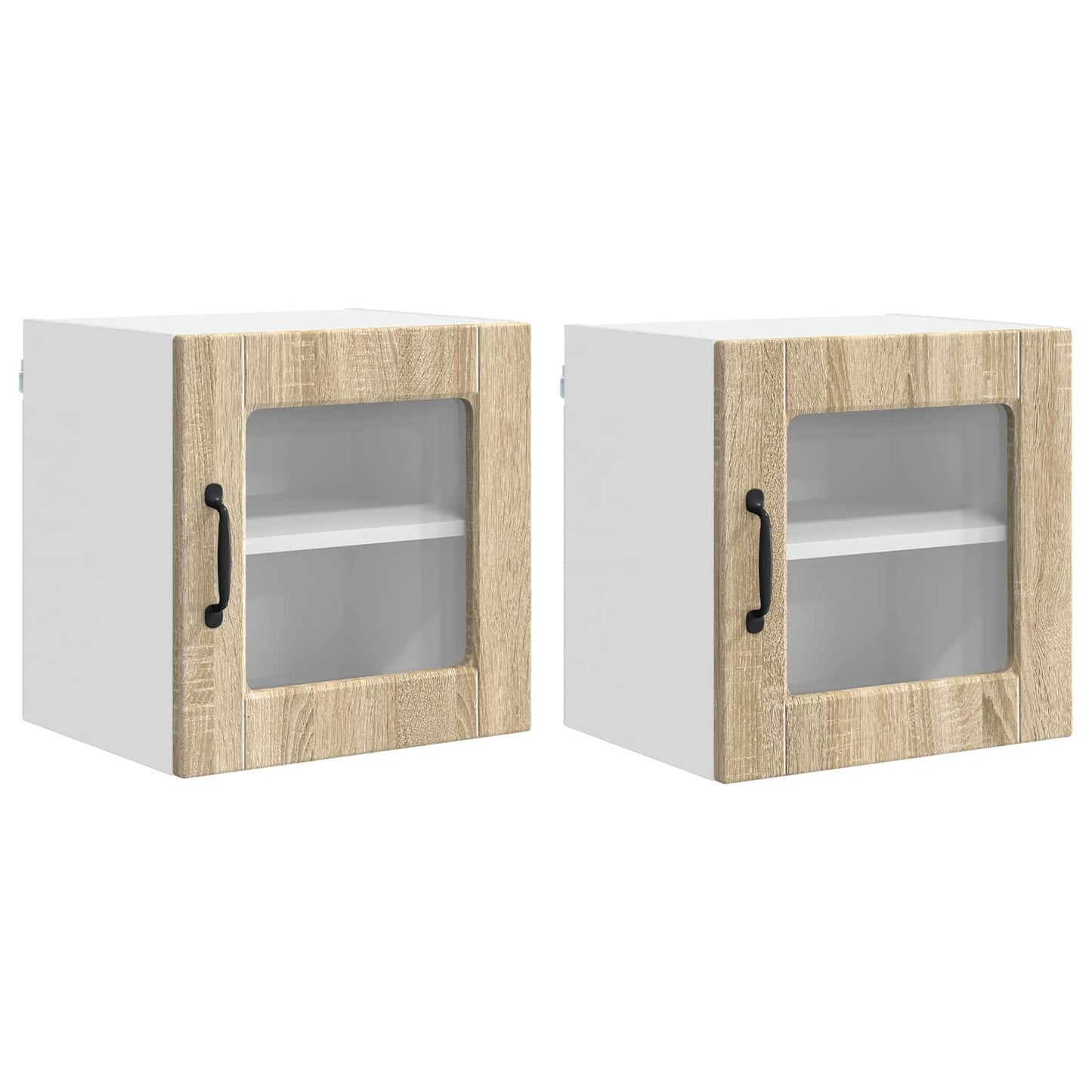 Nástěnná Skleněná Skříň Porto 2 Pcs Sonoma Dub Kompozitní Dřevo