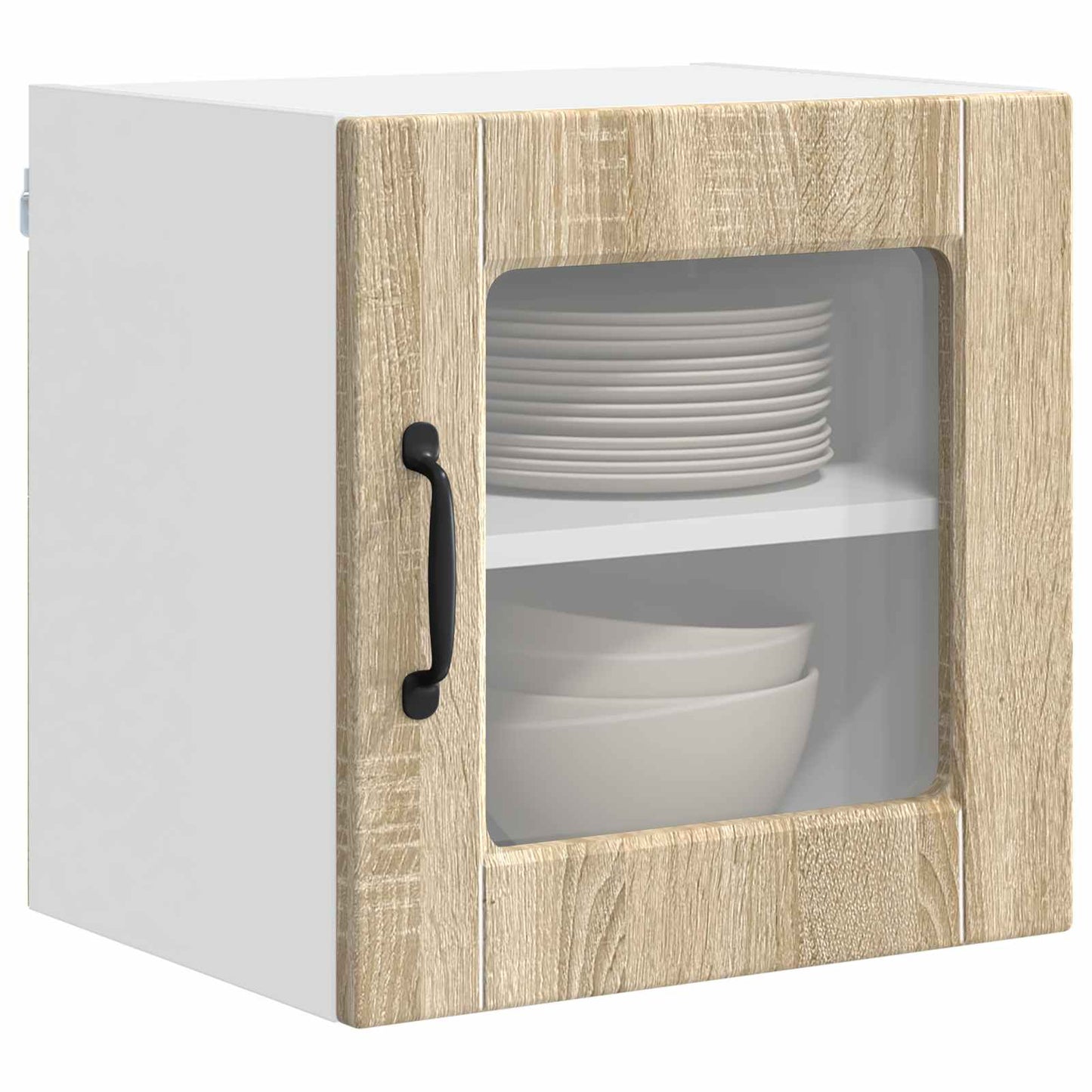 Nástěnná Skleněná Skříň Porto 2 Pcs Sonoma Dub Kompozitní Dřevo