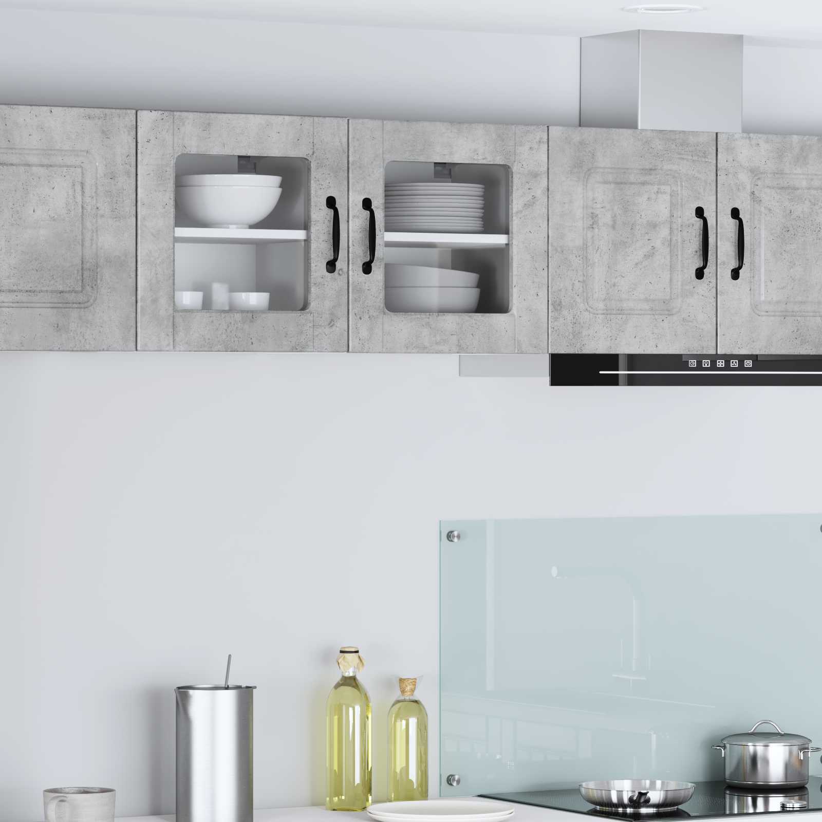 Nástěnná Skleněná Skříň Porto 2 Pcs Betonově Šedá