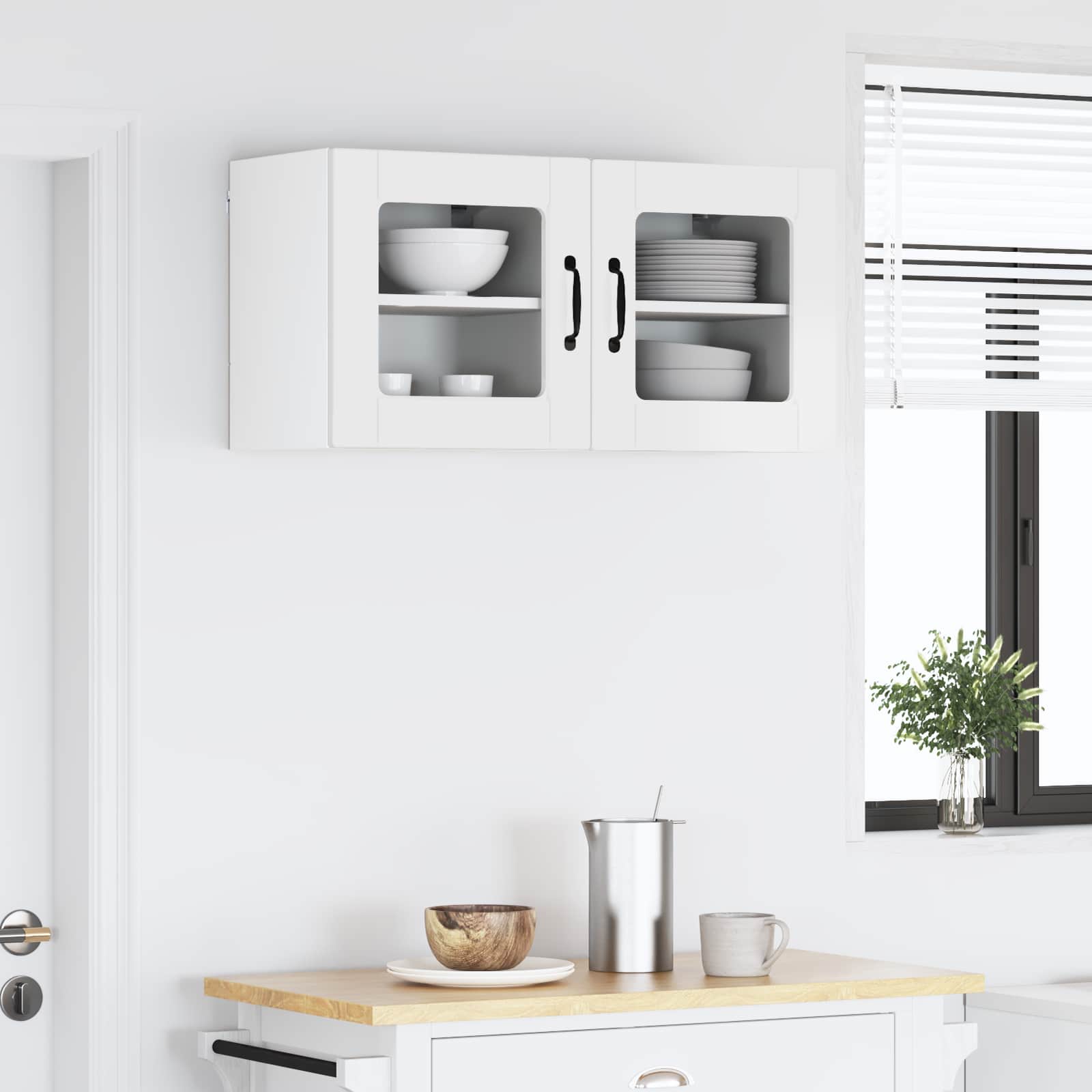 Nástěnná Skleněná Skříň Porto 2 Pcs Vysoce Lesklá Bílá