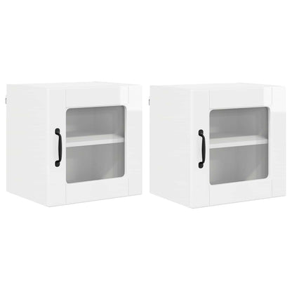 Nástěnná Skleněná Skříň Porto 2 Pcs Vysoce Lesklá Bílá