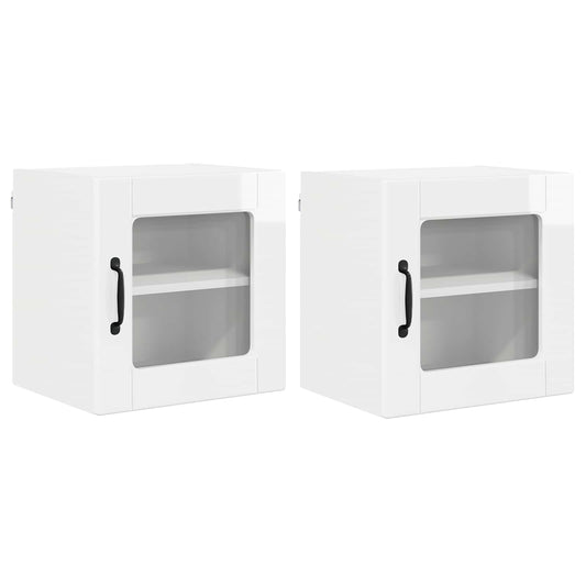 Nástěnná Skleněná Skříň Porto 2 Pcs Vysoce Lesklá Bílá