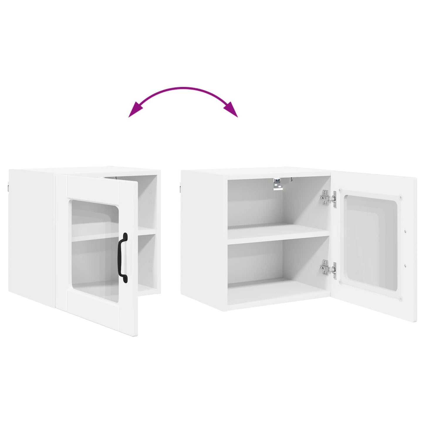 Nástěnná Skleněná Skříň Porto 2 Pcs Vysoce Lesklá Bílá