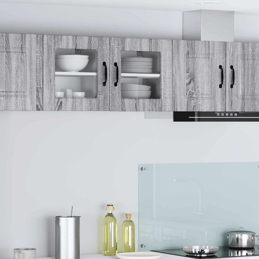 Nástěnná Skleněná Skříň Porto 2 Pcs Šedá Sonoma