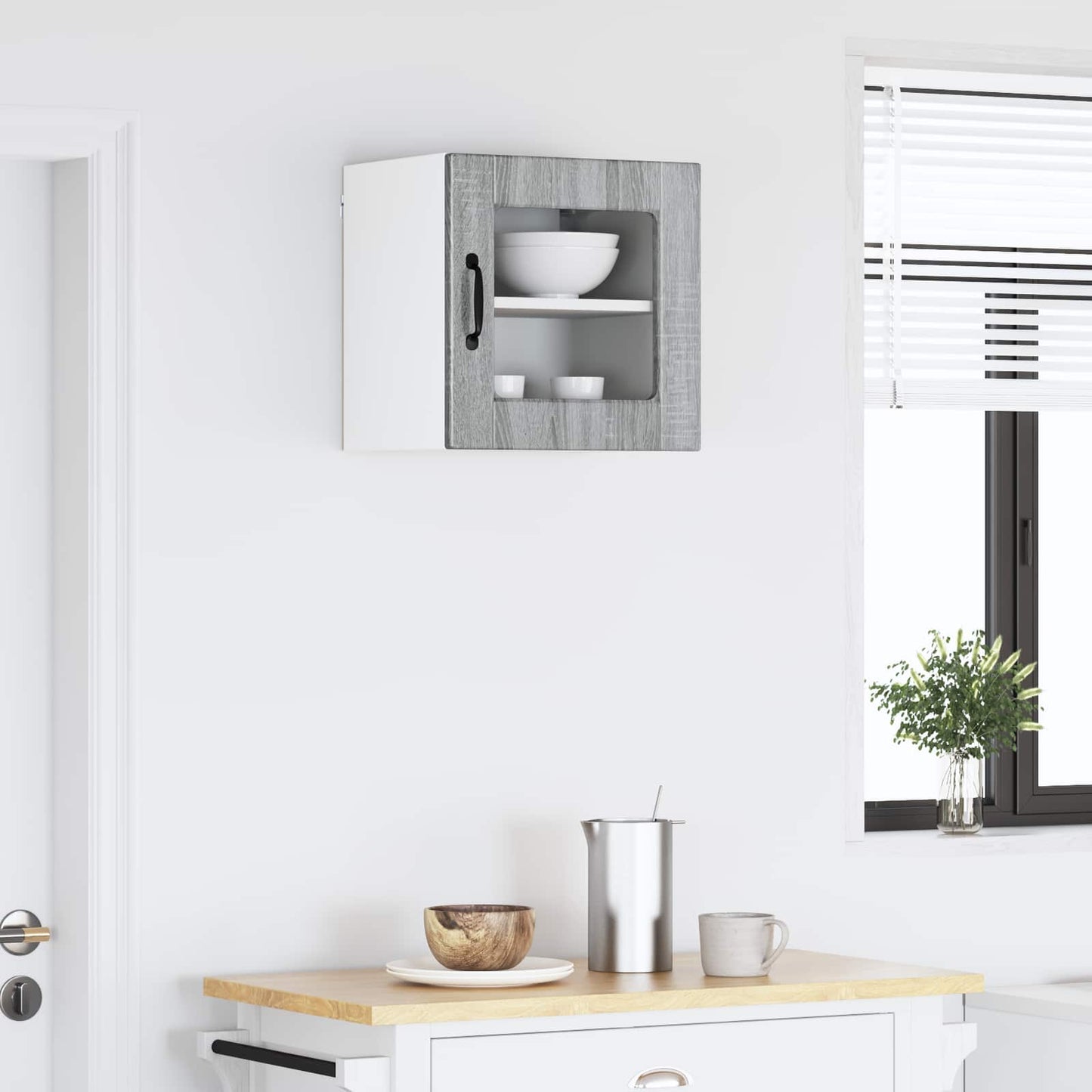 Nástěnná Skleněná Skříň Porto 2 Pcs Šedá Sonoma