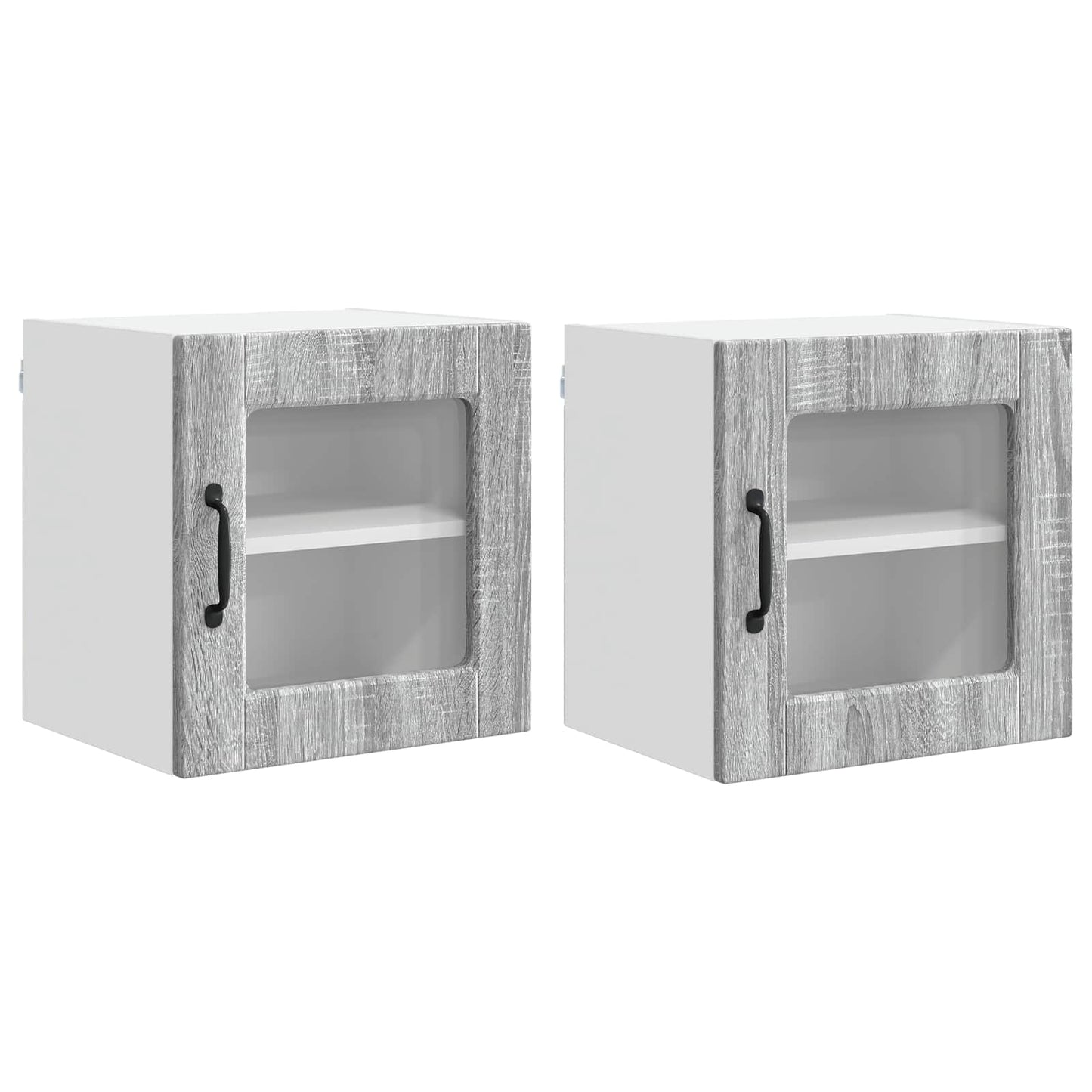 Nástěnná Skleněná Skříň Porto 2 Pcs Šedá Sonoma