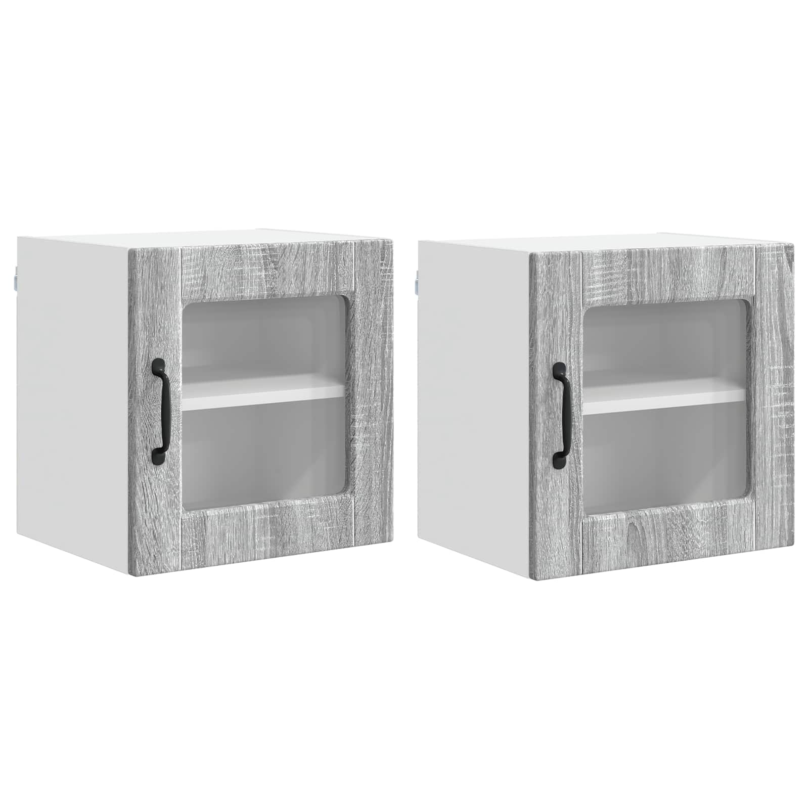 Nástěnná Skleněná Skříň Porto 2 Pcs Šedá Sonoma