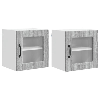 Nástěnná Skleněná Skříň Porto 2 Pcs Šedá Sonoma