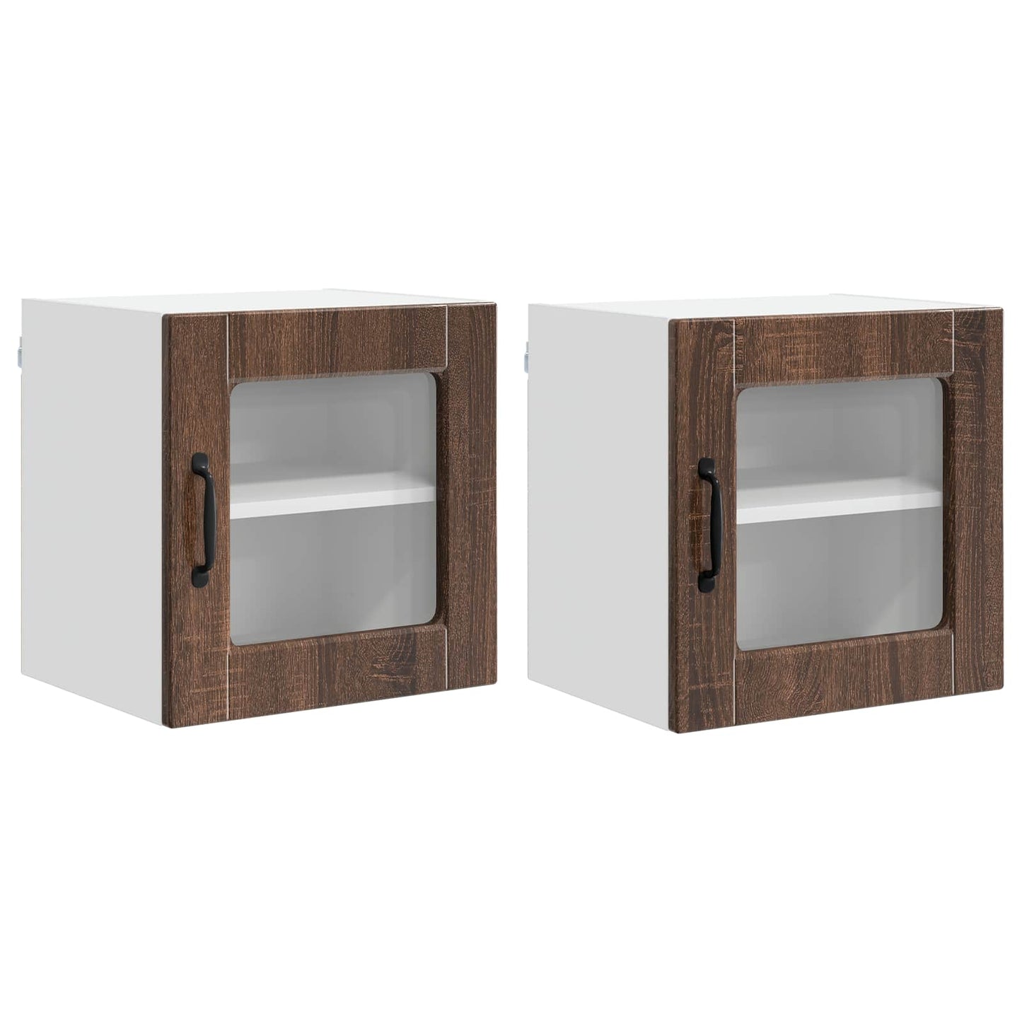 Nástěnná Skleněná Skříň Porto 2 Pcs Hnědý Dub Kompozitní Dřevo