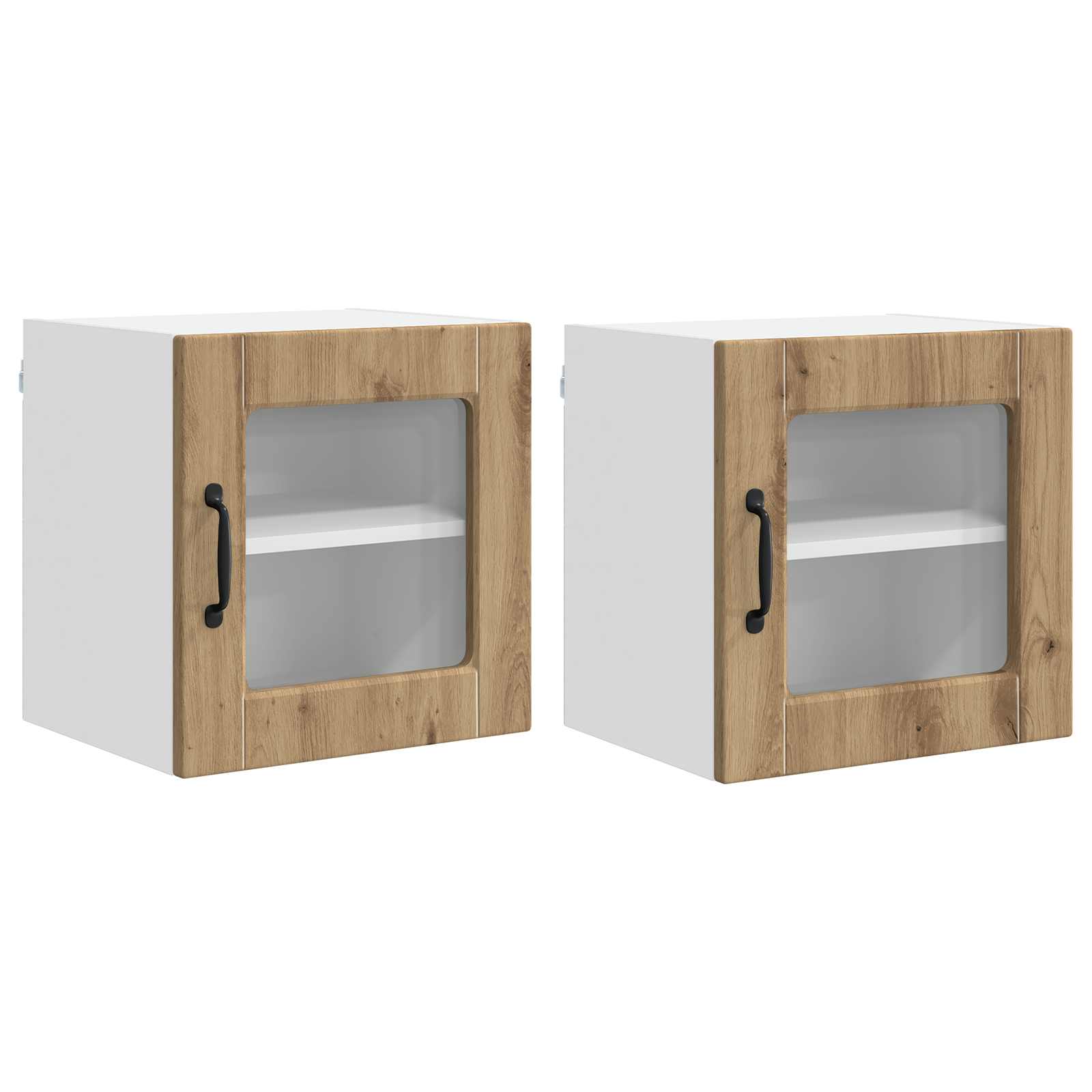 Nástěnná Skleněná Skříň Porto 2 Pcs Artisanový Dub