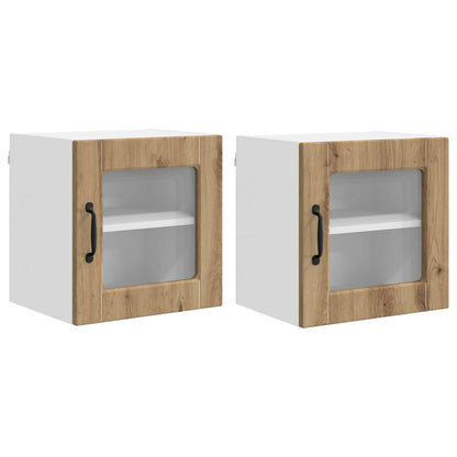 Nástěnná Skleněná Skříň Porto 2 Pcs Artisanový Dub