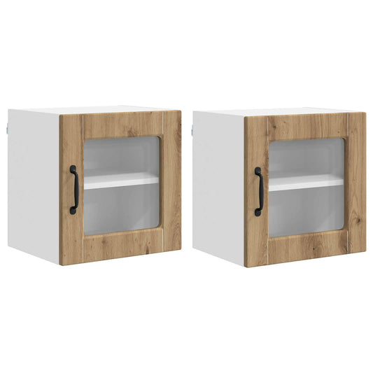 Nástěnná Skleněná Skříň Porto 2 Pcs Artisanový Dub