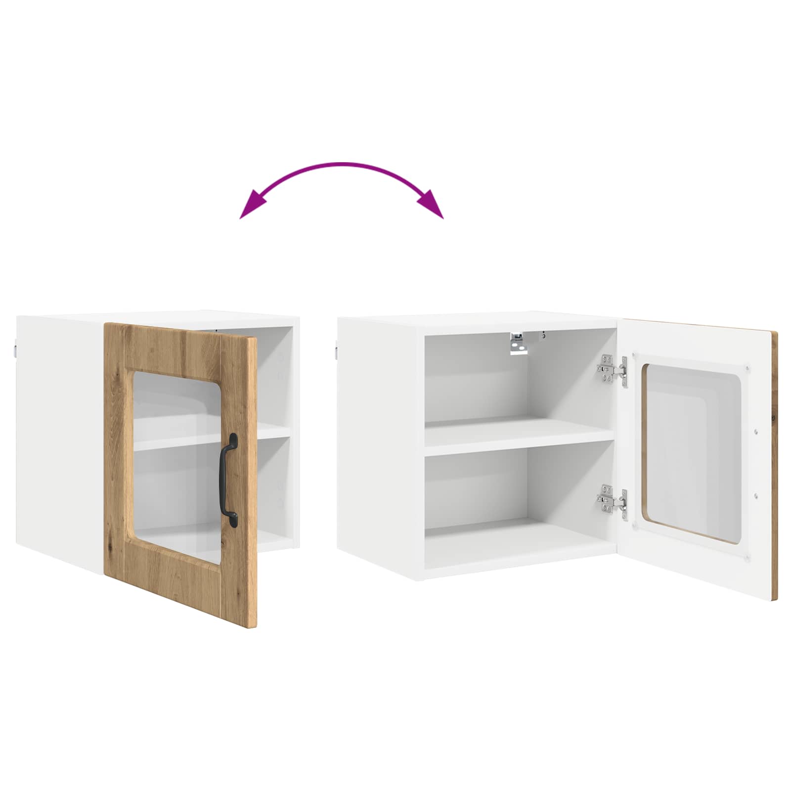 Nástěnná Skleněná Skříň Porto 2 Pcs Artisanový Dub