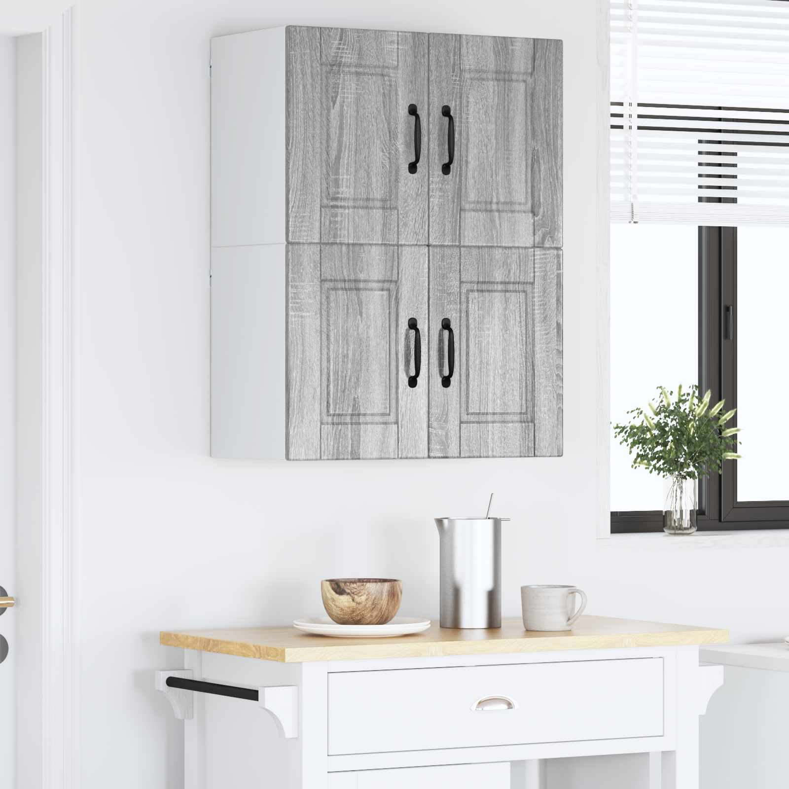 Nástěnná Skříňka Porto 2 Pcs Šedá Sonoma Kompozitní Dřevo
