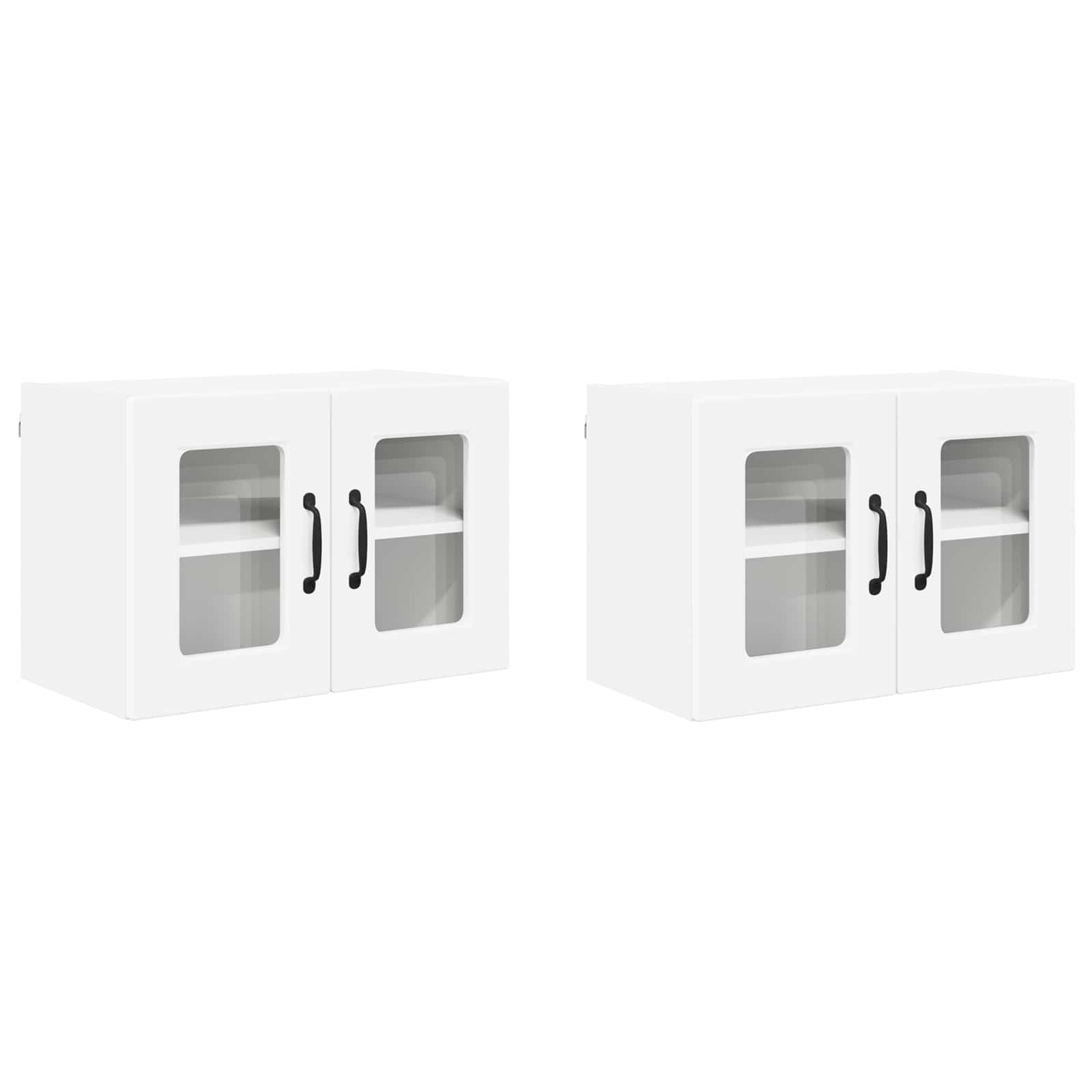 Nástěnná Skleněná Skříň Porto 2 Pcs Bílá Kompozitní Dřevo