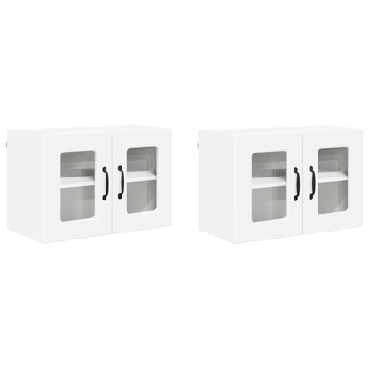 Nástěnná Skleněná Skříň Porto 2 Pcs Bílá Kompozitní Dřevo