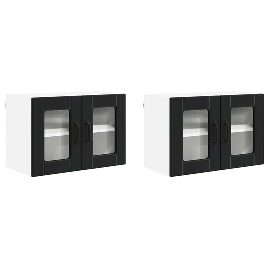 Nástěnná Skleněná Skříň Porto 2 Pcs Černá Kompozitní Dřevo