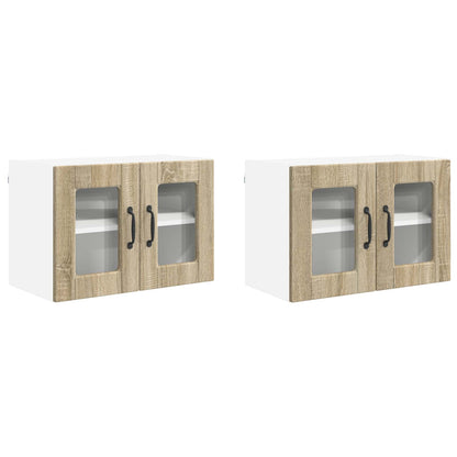 Nástěnná Skleněná Skříň Porto 2 Pcs Sonoma Dub Kompozitní Dřevo